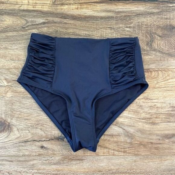SEA LEVEL SWIM Australia High Waisted Ruched detail Bikini Bottoms Blue 4 NEW - Picture 4 of 10